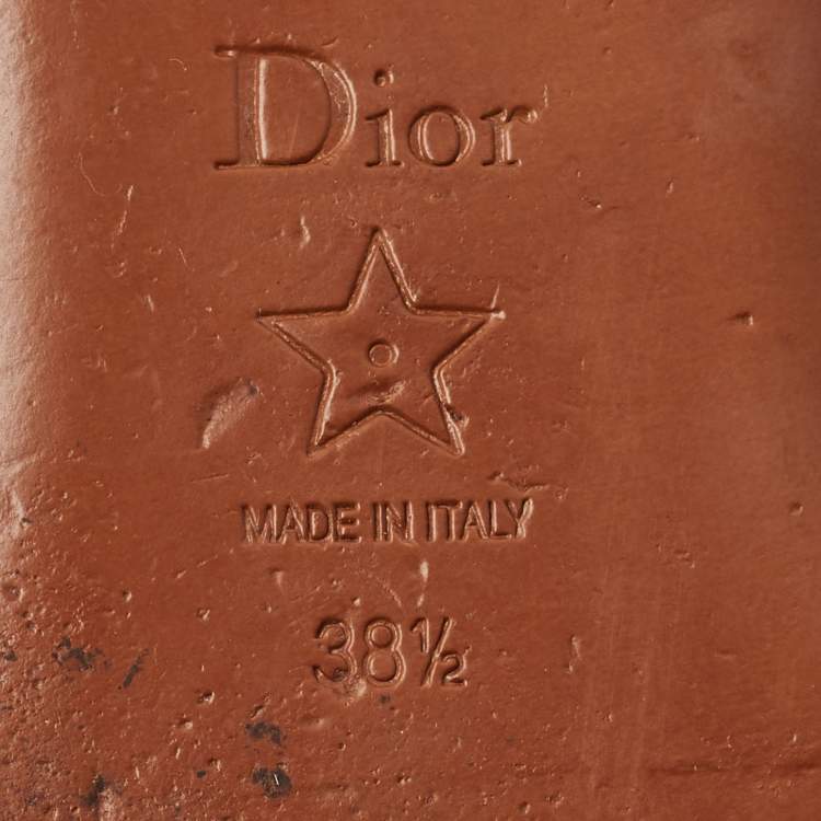 Pre Owned Dior Black Leather D-Club Flat Sandals Size 38.5