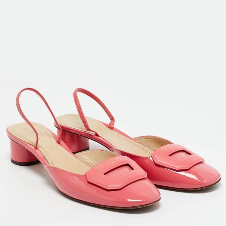 Pre Owned Dior Pink Patent Leather Slingback Pumps Size 40