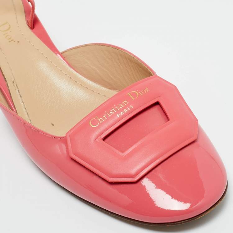 Pre Owned Dior Pink Patent Leather Slingback Pumps Size 40