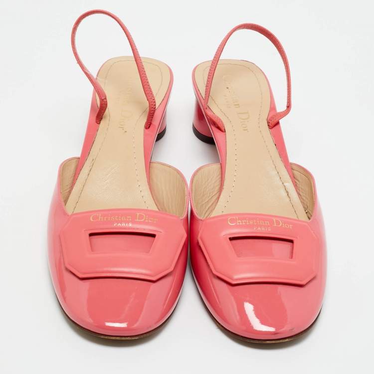 Pre Owned Dior Pink Patent Leather Slingback Pumps Size 40
