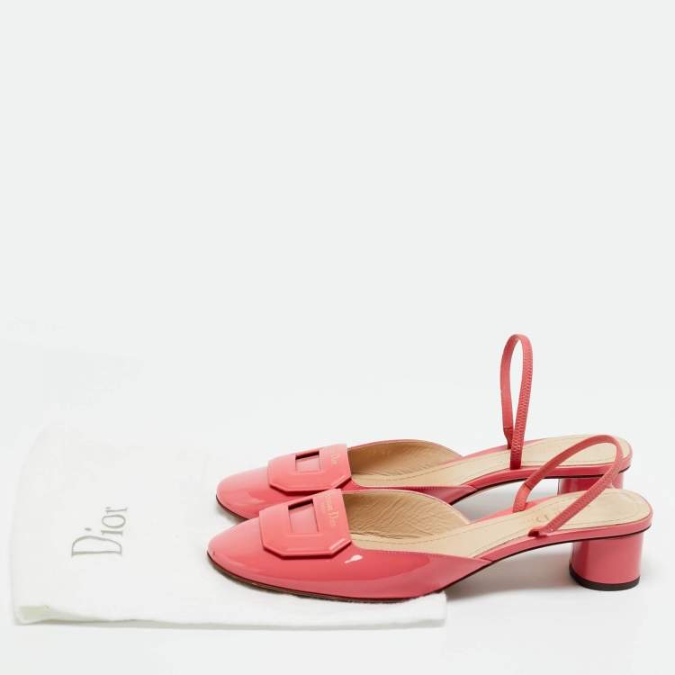 Pre Owned Dior Pink Patent Leather Slingback Pumps Size 40