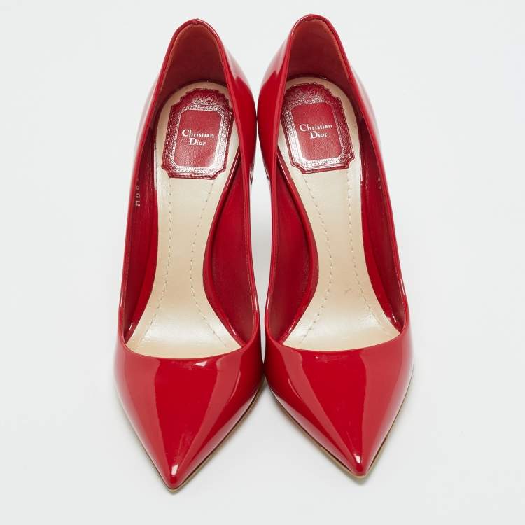 Pre Owned Dior Red Patent Leather Dior Essence Pumps Size 37