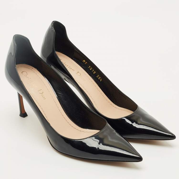 Pre Owned Christian Dior Black Patent Leather Pointed Toe Pumps Size 38.5