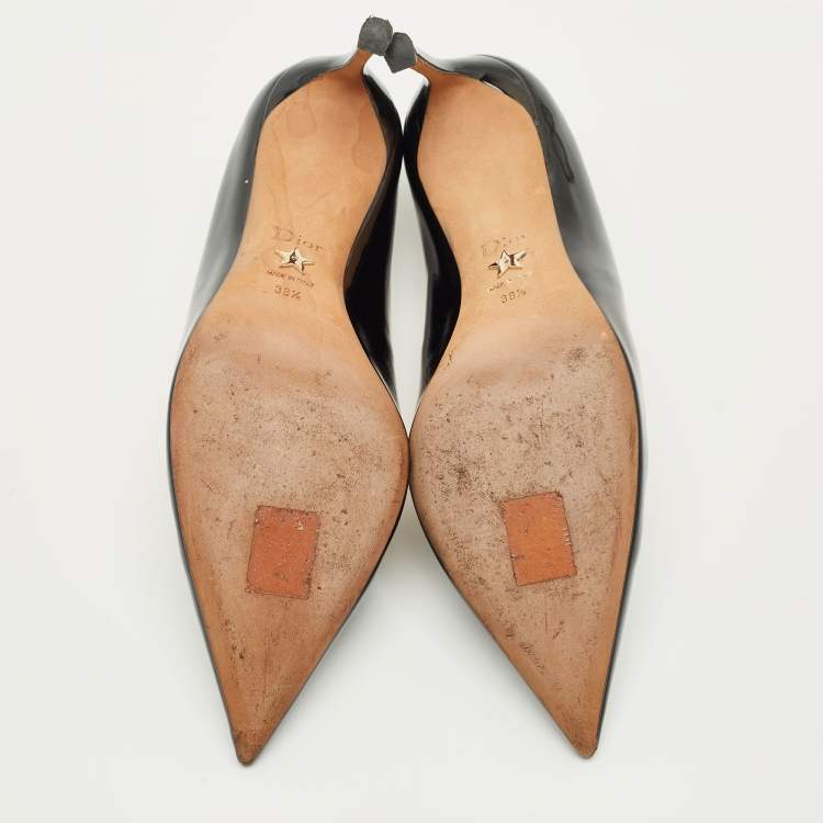 Pre Owned Christian Dior Black Patent Leather Pointed Toe Pumps Size 38.5