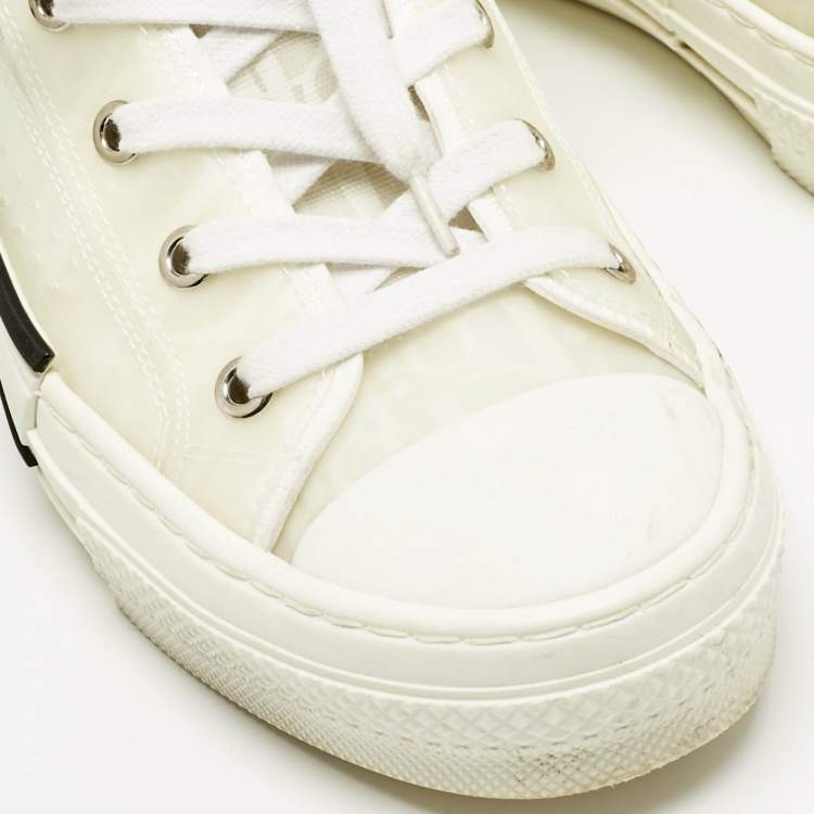 Pre Owned Dior White Oblique Mesh and Rubber B23 Sneakers Size 37