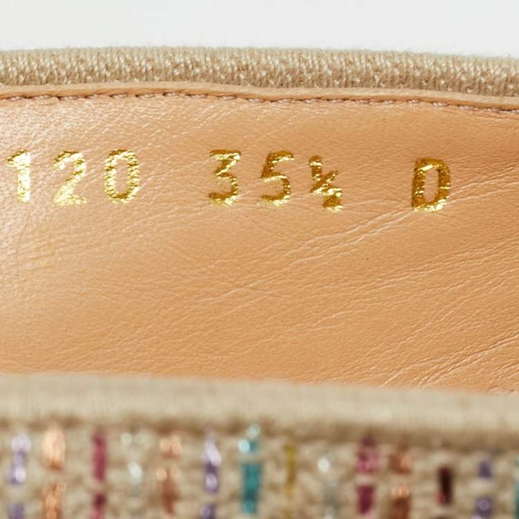 Pre Owned Dior Multicolor Lurex Fabric Dioriviera Espadrille Flats Size 35.5
