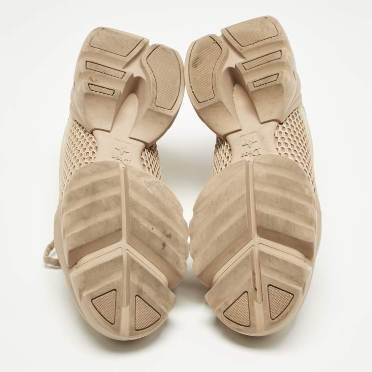 Pre Owned Dior Beige Fabric and PVC D-Connect Low Top Sneakers Size 41.5