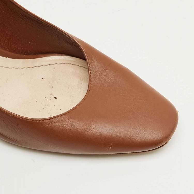 Pre Owned Dior Brown/Silver Leather Pointed Toe Pumps Size 41