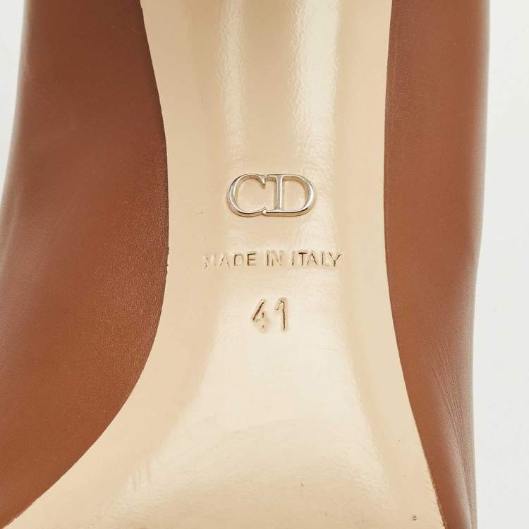 Pre Owned Dior Brown/Silver Leather Pointed Toe Pumps Size 41