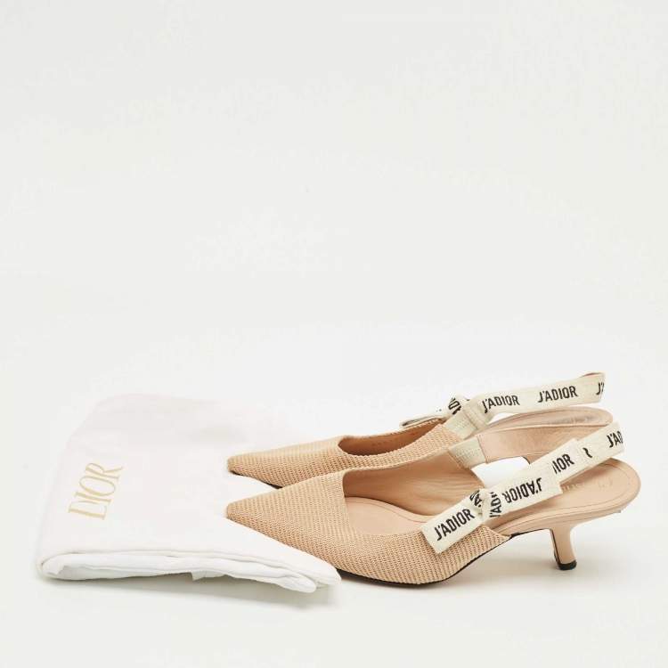 Pre Owned Dior Beige Fabric J'Adior Slingback Pumps Size 38