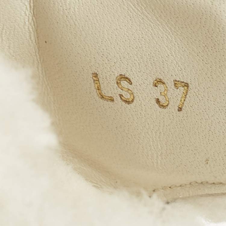 Pre Owned Dior White Shearling DiorAct Flat Sandals Size 37