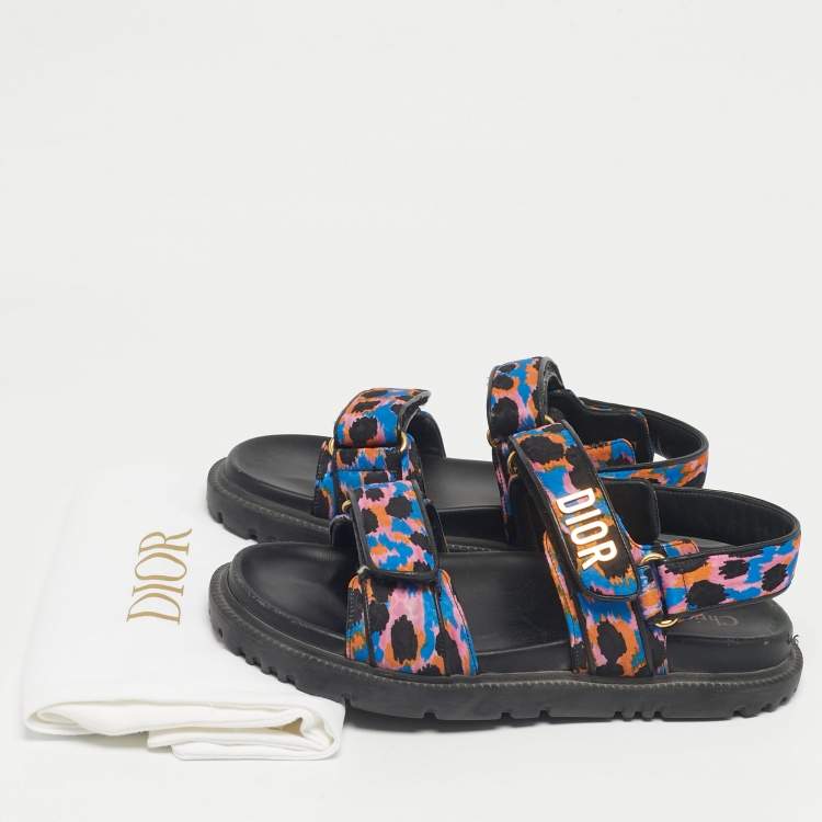 Pre Owned Dior Multicolor Floral Print Fabric DiorAct Sandals Size 37