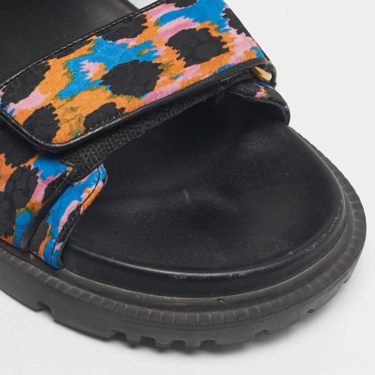Pre Owned Dior Multicolor Floral Print Fabric DiorAct Sandals Size 37