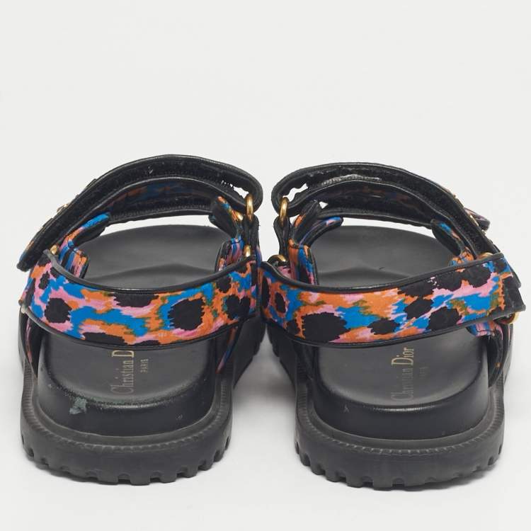 Pre Owned Dior Multicolor Floral Print Fabric DiorAct Sandals Size 37