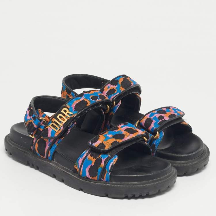 Pre Owned Dior Multicolor Floral Print Fabric DiorAct Sandals Size 37