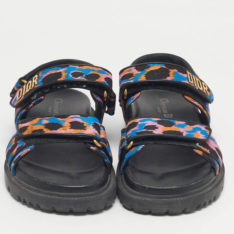 Pre Owned Dior Multicolor Floral Print Fabric DiorAct Sandals Size 37