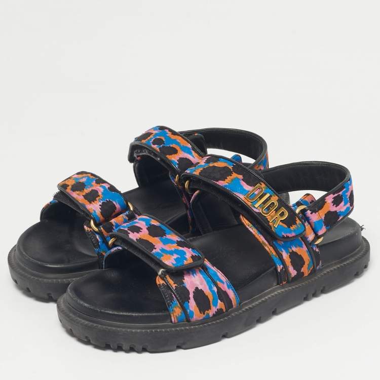 Pre Owned Dior Multicolor Floral Print Fabric DiorAct Sandals Size 37