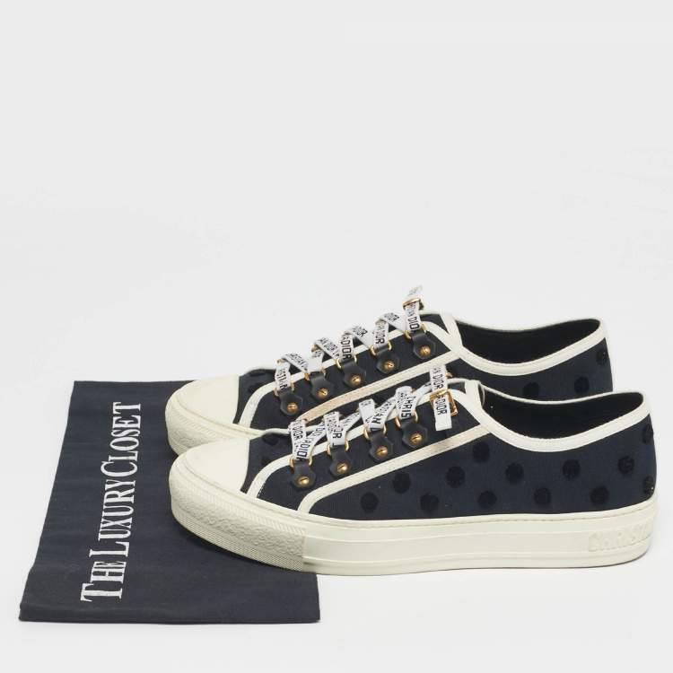 Pre Owned Dior Navy Blue Canvas and Rubber Walk'n'Dior Low Top Sneakers Size 39.5