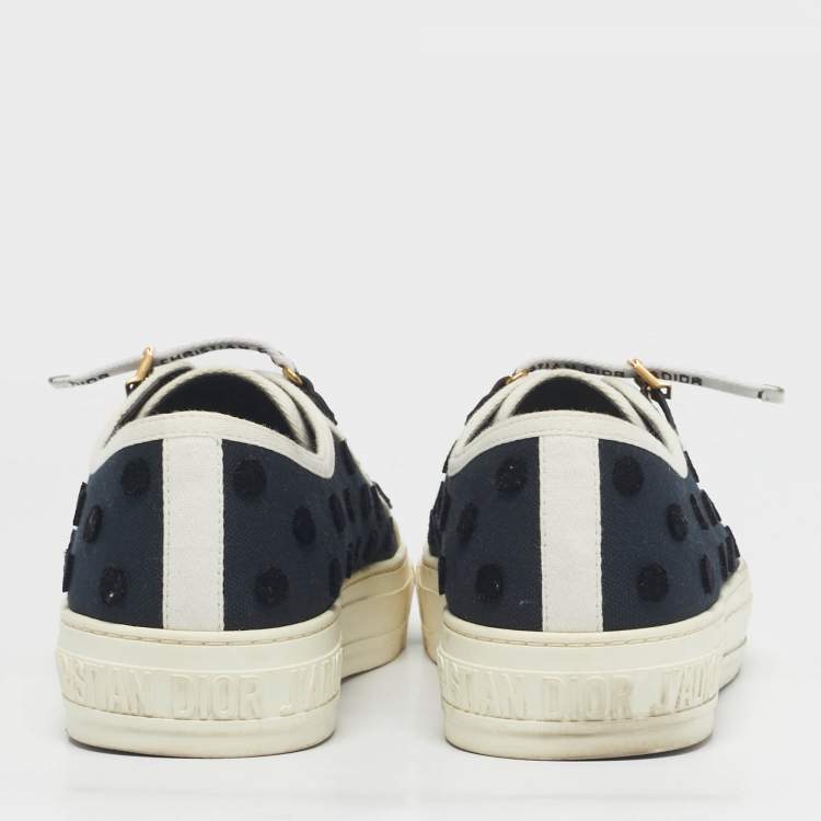 Pre Owned Dior Navy Blue Canvas and Rubber Walk'n'Dior Low Top Sneakers Size 39.5