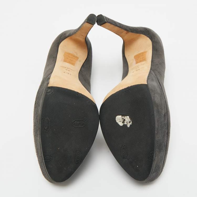 Pre Owned Dior Grey Suede Platform Pumps Size 38
