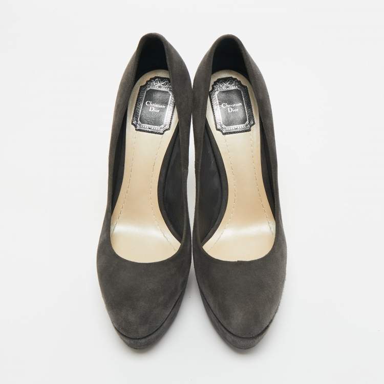Pre Owned Dior Grey Suede Platform Pumps Size 38