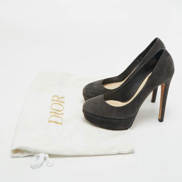 Pre Owned Dior Grey Suede Platform Pumps Size 38