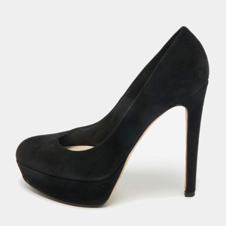 Pre Owned Dior Black Suede Platform Pumps Size 38