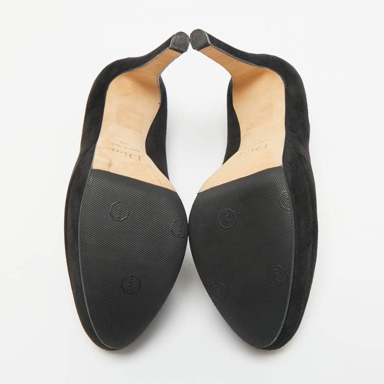 Pre Owned Dior Black Suede Platform Pumps Size 38