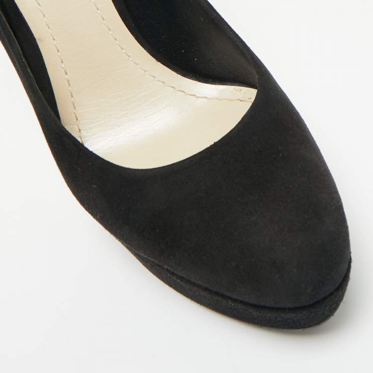 Pre Owned Dior Black Suede Platform Pumps Size 38