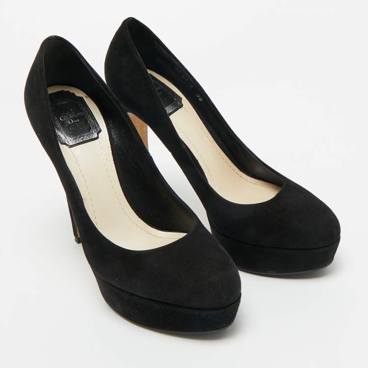 Pre Owned Dior Black Suede Platform Pumps Size 38