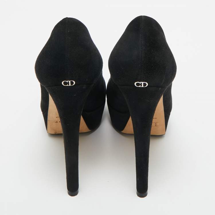 Pre Owned Dior Black Suede Platform Pumps Size 38