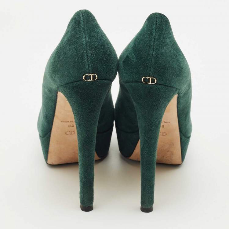 مملوكة مسبقًا Dior Green Suede Platform Pumps Size 38