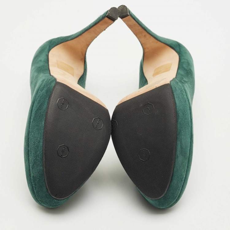 مملوكة مسبقًا Dior Green Suede Platform Pumps Size 38