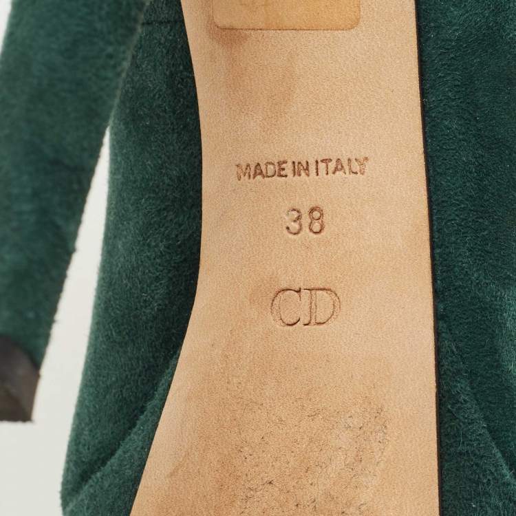 مملوكة مسبقًا Dior Green Suede Platform Pumps Size 38