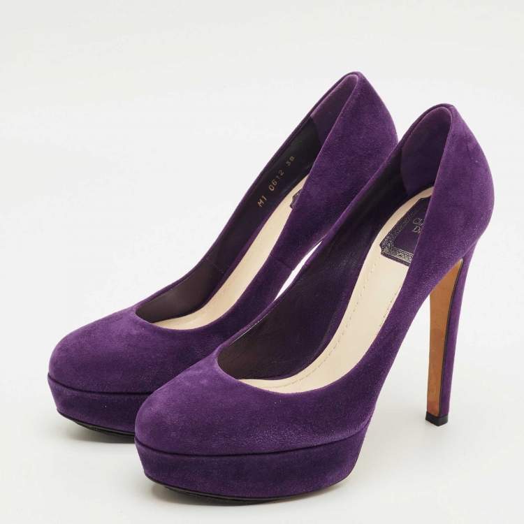 Pre Owned Dior Purple Suede Round Toe Platform Pumps Size 38