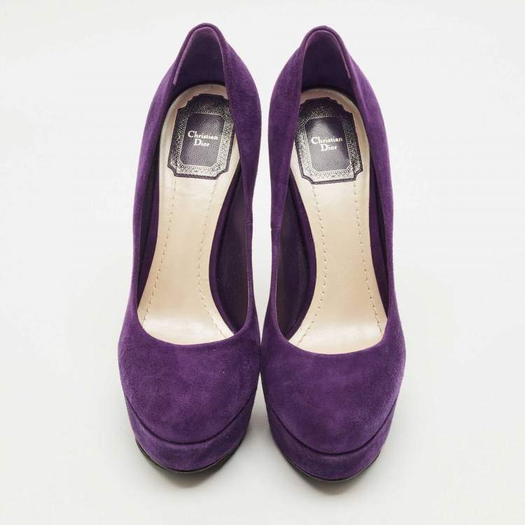 Pre Owned Dior Purple Suede Round Toe Platform Pumps Size 38