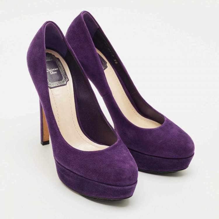 Pre Owned Dior Purple Suede Round Toe Platform Pumps Size 38