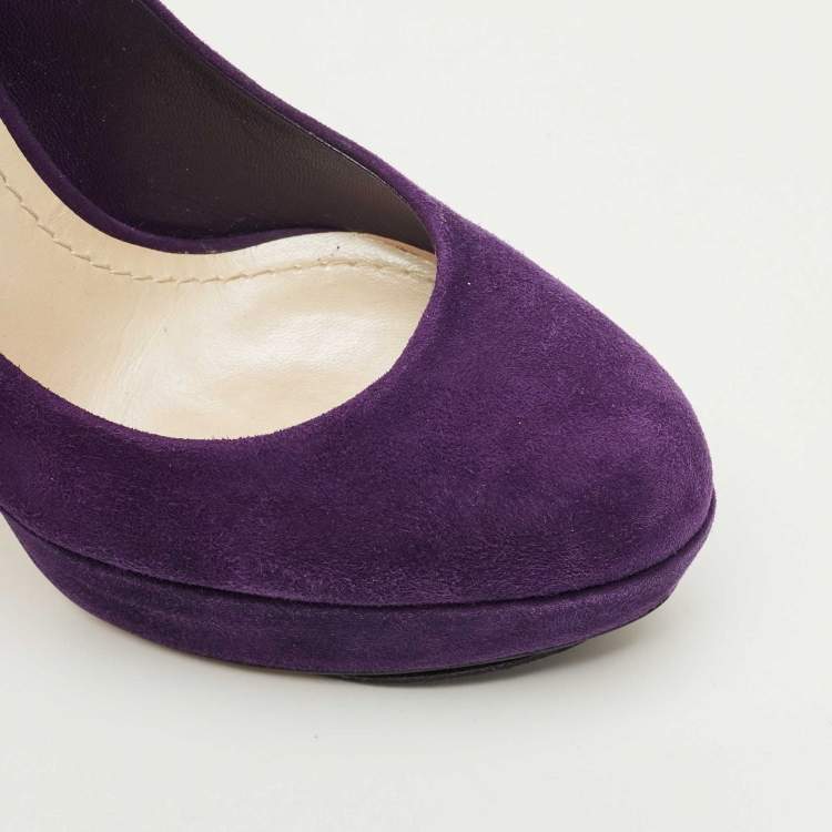 Pre Owned Dior Purple Suede Round Toe Platform Pumps Size 38