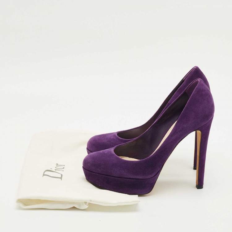 Pre Owned Dior Purple Suede Round Toe Platform Pumps Size 38
