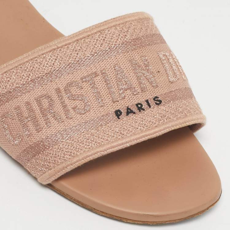 Pre Owned Dior Beige Canvas Dway Slide Sandals Size 40.5