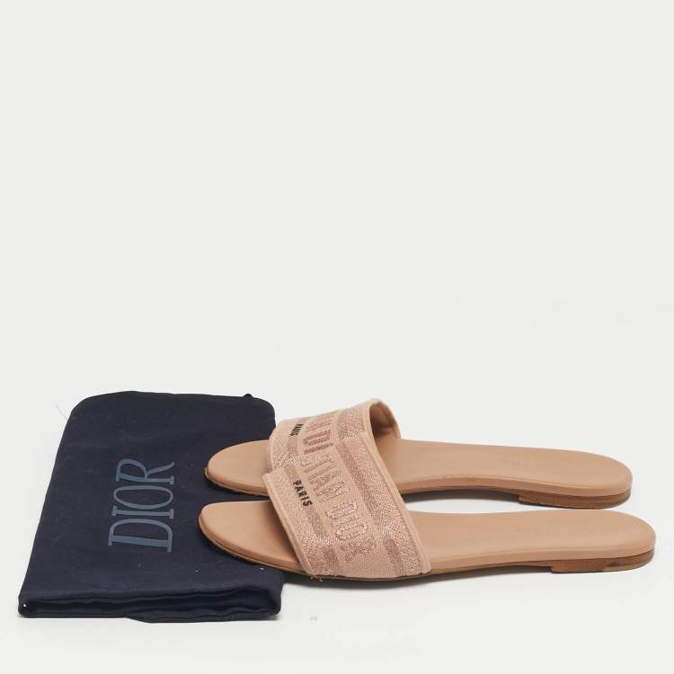 Pre Owned Dior Beige Canvas Dway Slide Sandals Size 40.5