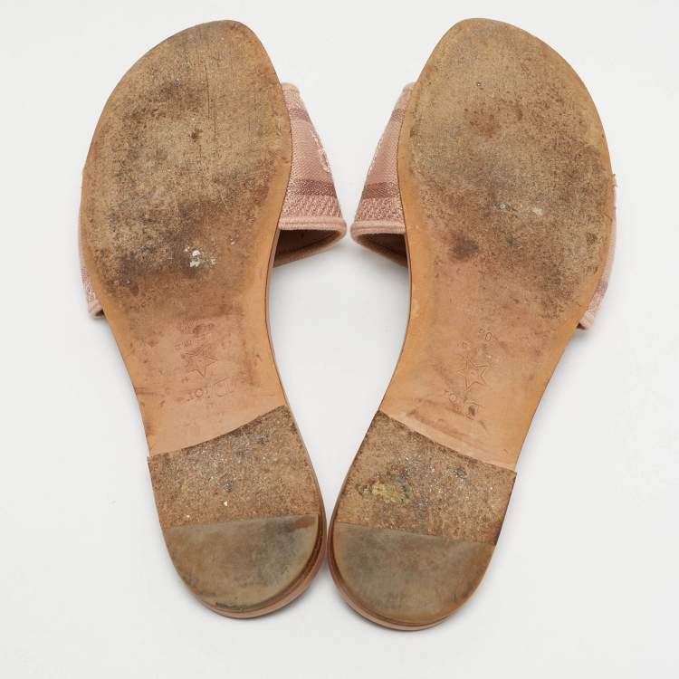 Pre Owned Dior Beige Canvas Dway Slide Sandals Size 40.5