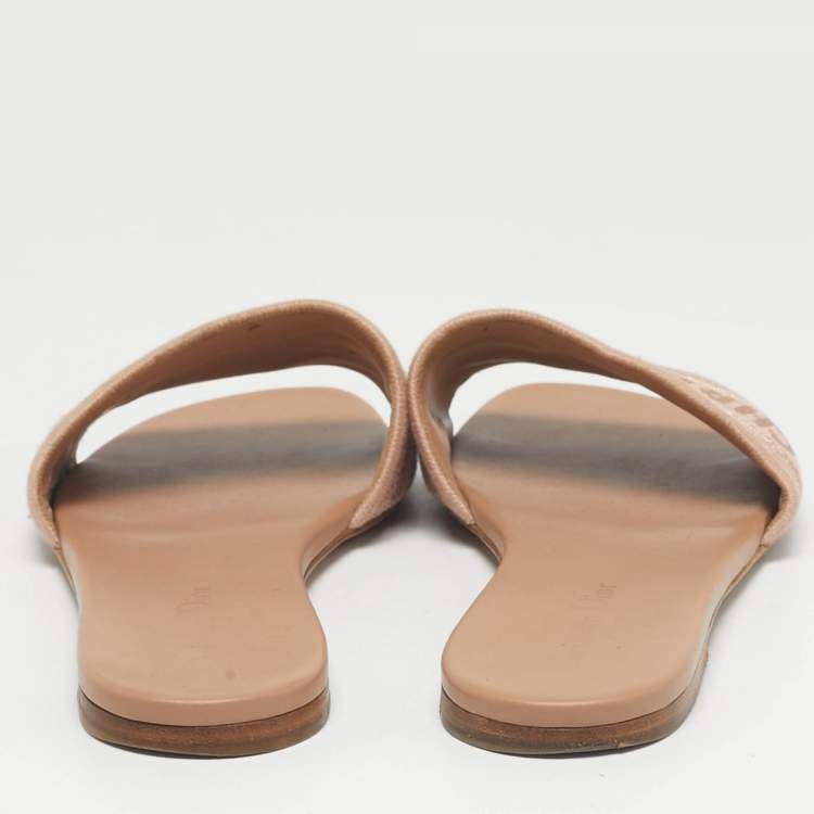 Pre Owned Dior Beige Canvas Dway Slide Sandals Size 40.5