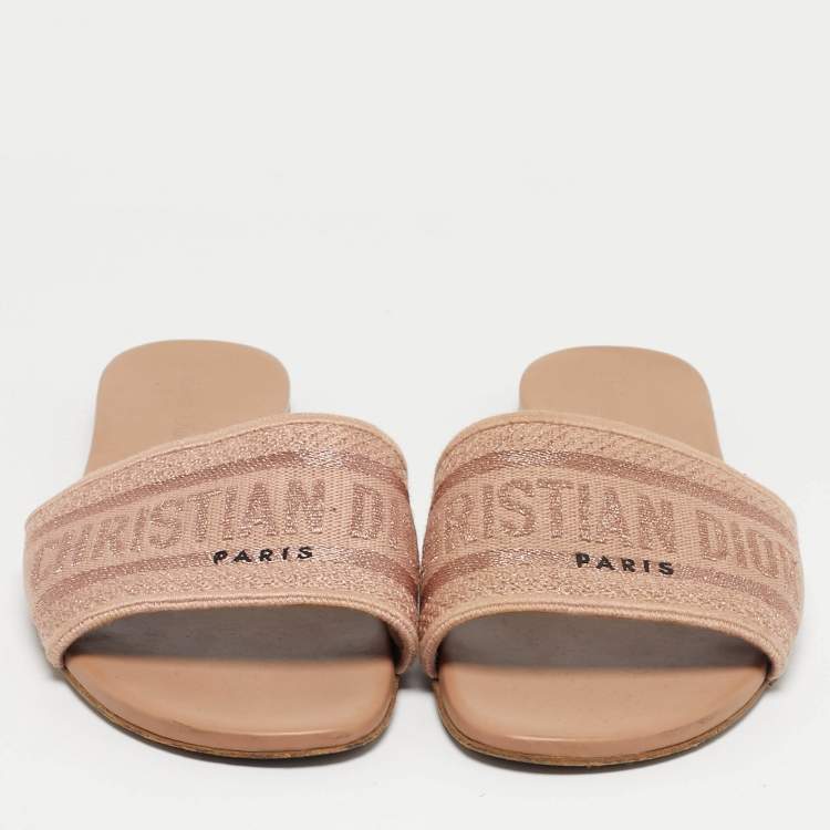 Pre Owned Dior Beige Canvas Dway Slide Sandals Size 40.5