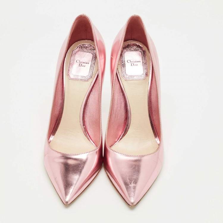 Pre Owned Dior Metallic Pink Leather Cherie Pointed-Toe Pumps Size 36
