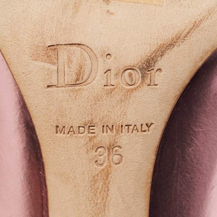 Pre Owned Dior Metallic Pink Leather Cherie Pointed-Toe Pumps Size 36