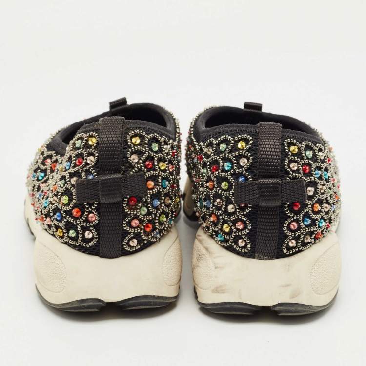 Pre Owned Dior Black Mesh Fusion Slip On Sneakers Size 38