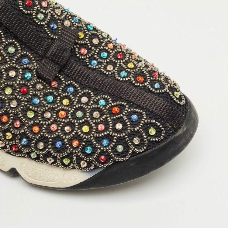 Pre Owned Dior Black Mesh Fusion Slip On Sneakers Size 38