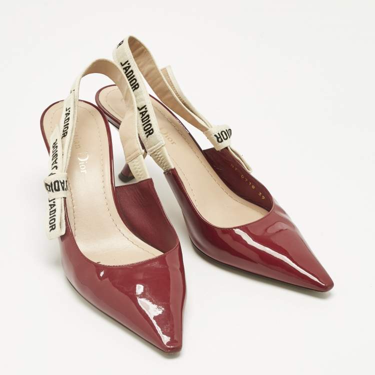 Pre Owned Dior Red Patent Leather J'Adior Slingback Pumps Size 39