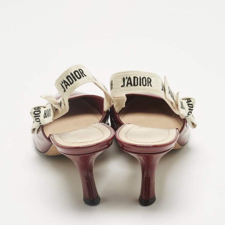 Pre Owned Dior Red Patent Leather J'Adior Slingback Pumps Size 39